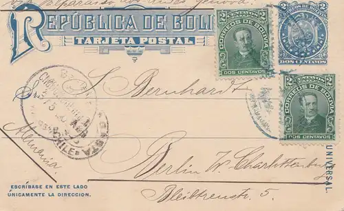 Bolivia/Bolivien: 1905 Post card to Germany