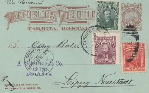 Bolivia/Bolivien: 1905 La Paz Post card to Germany