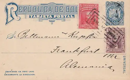 Bolivia/Bolivie: 1909 Post card to Germany