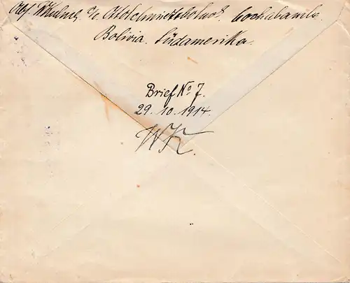 Bolivia/Bolivie: 1914: cover Cochabamba via Tupiza -Buenos Aires to Berlin
