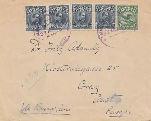 Bolivia/Bolivien:  1920 cover to Graz/Austria via Buenos Aires