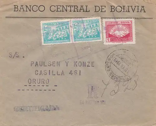 Bolivie: Registered to Oruro 1949