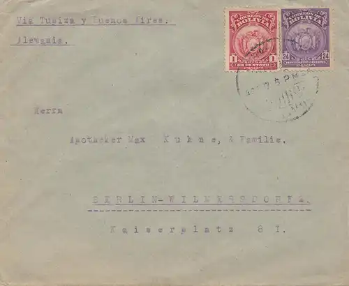 Bolivie: Cochabamba 1924 via Buenos Aires to Berlin/Germany