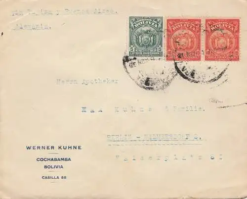 Bolivia/Bolivie: cover Cochabamba via Buenos Aires to Berlin/Germany
