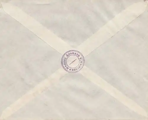 Bolivia/Bolivien: 1954: Registered cover to Oruro