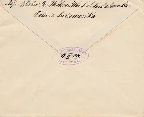 Bolivia/Bolivien 1914: Cochabamba via Buenos Aires to Berlin/Germany