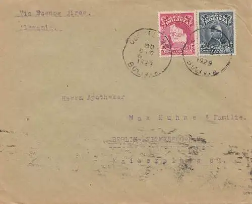 Bolivien: 1929 cover Cochabamba via Buenos Aires to Berlin/Germany