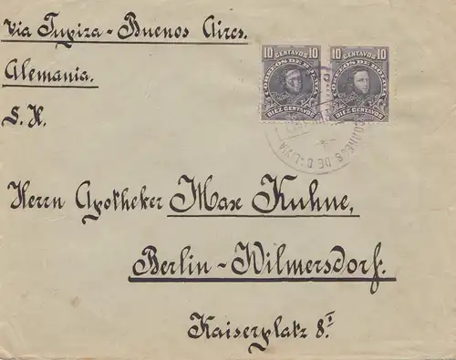 Bolivia/Bolivien: 1913: cover Cochabamba via Buenos Aires to Berlin/Germany