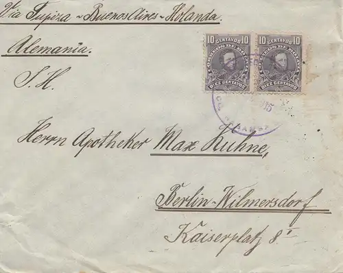 Bolivia Cochabamba via Buenos Aires to Berlin/Germany 1915