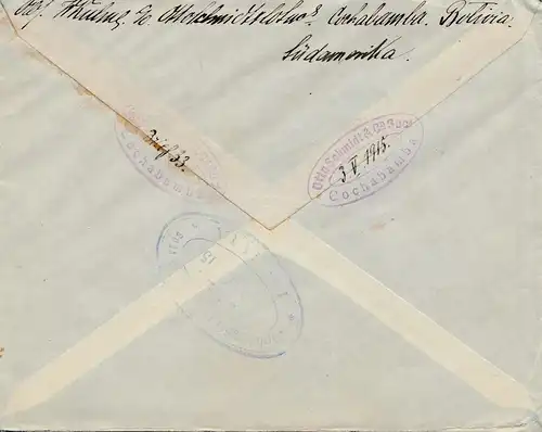 Bolivie: 1915 Cochabamba via Buenos Aires to Berlin/Germany