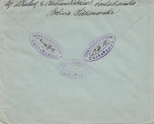 Bolivia/Bolivien: 1914 cover Cochabamba via Buenos Aires to Berlin