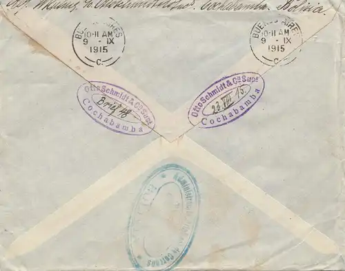 Bolivia: 1915 cover Cochabamba via Buenos Aires to Berlin/Germany