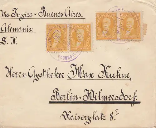 Bolivia/Bolivien: 1913 cover Cochabamba via Buenos Aires to Berlin/Germany