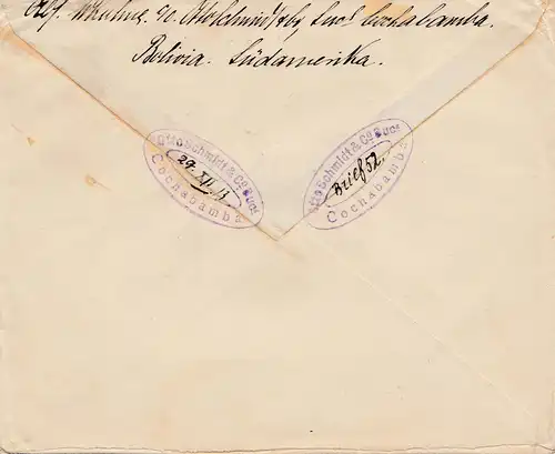 Bolivia/Bolivien: 1913 cover Cochabamba via Buenos Aires to Berlin/Germany