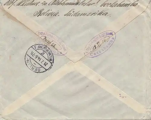 Bolivia/Bolivie: Cochabamba 1914 via Buenos Aires to Berlin/Germany