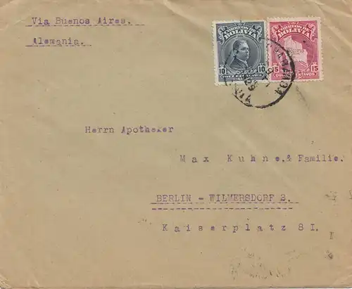 Bolivia/Bolivien: 1929 cover Cochabamba via Buenos Aires to Berlin