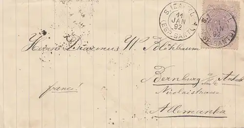 Brazil: 1892: cover to Bernburg/Germany
