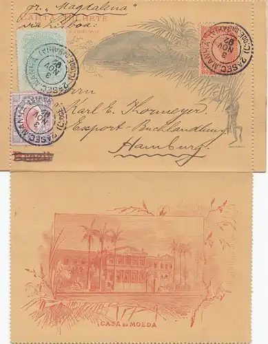 Brazil: 1892: post card Sec. Bahia/Salvador to Hambourg, y compris texte