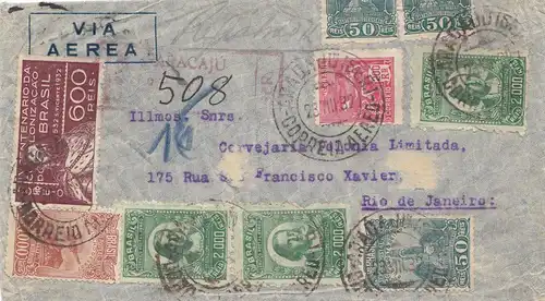 Brazil: 1932: Registered ai Mail to Rio des Janeiro