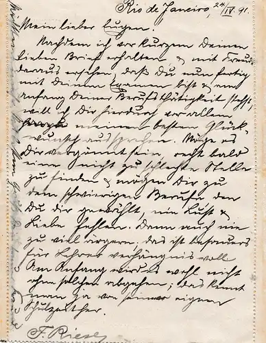 Brazil: 1891: post card to Sebnitz/Saxe via Lisboa
