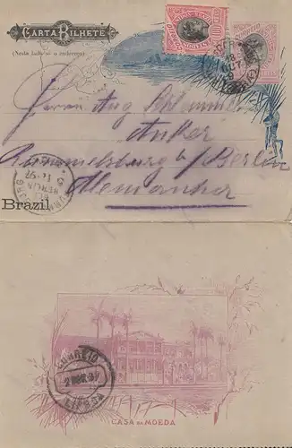 Brazil: 1897: carta Bilhete to Berlin