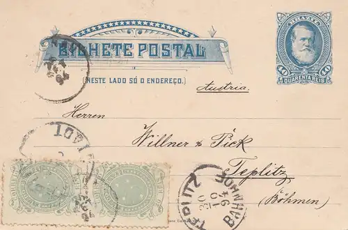 Brazil: 1894: Bilhete Postal-card to Teplitz/Germany