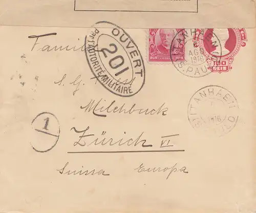 Brazil: 1916: Cover Itanhaen - S. Paolo to Zurich/Switzerland - Censor