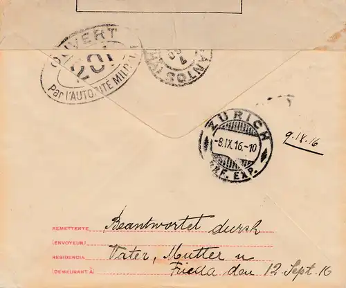 Brazil: 1916: Cover Itanhaen - S. Paolo to Zürich/Switzerland - Censor