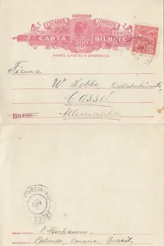 Brazil: carta Bilhete to Kassel/Germany