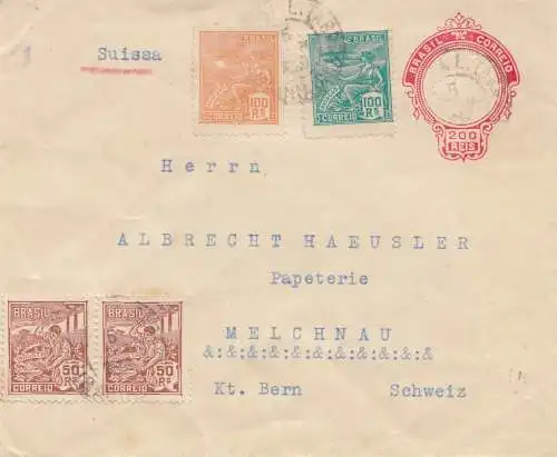 Brazil: 1922: cover to Melchnau/Switzerland