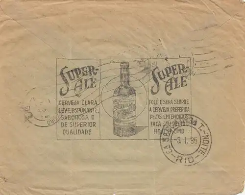 Brazil: 1935: Registered cover to Rio de Janeiro: Super Ale