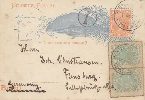 Brazil: 1894: post card to Flensburg/Germany