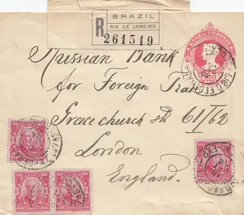 Brazil: 1916: Registered Rio de Janeiro to London
