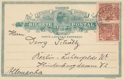Brazil: Bilhete Postal to Berlin, 1925