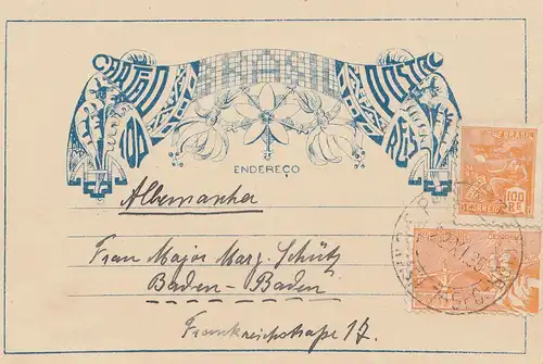 Brazil: 1935: post card to Baden-Baden