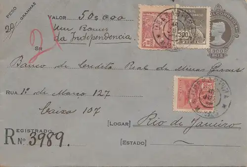 Brazil: 1921: Value letter to Rio de Janeiro