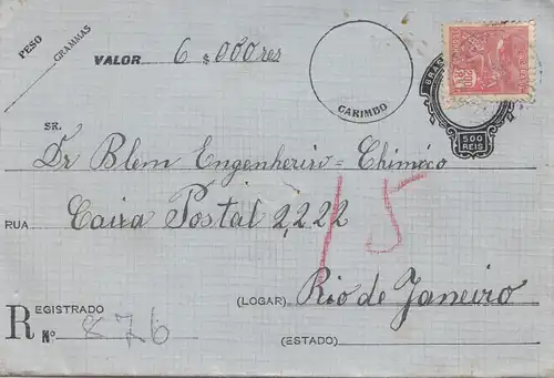 Brazil:  Value letter to Rio de Janeiro