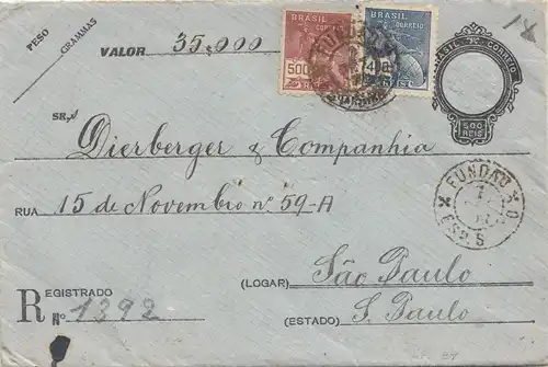 Brazil:  Value letter Fundao to Sao Paulo