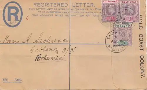 Gold Coast: 1902: registered cover to Gablonz