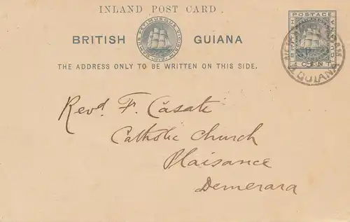 Guiana - British Postage: Intérieur post card to maïs