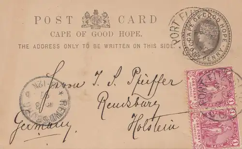 Cape of good hope 1897: post card to Rendsburg