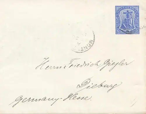 Montserrat: 1909: letter to Dieburg/Germany