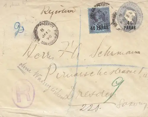 Levante: letter - registered 1898 to Dresden - no Watermark