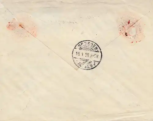Levante: letter - registered 1898 to Dresden - no Watermark