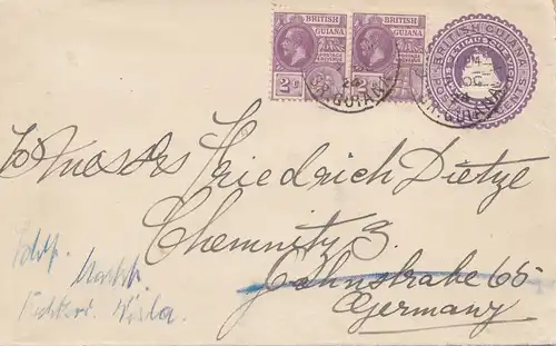 British Guiana 1924: letter to Chemnitz from Georgtown