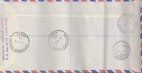 Kenya: 1985: Registered air mail from Nairobi to Munich - BMW