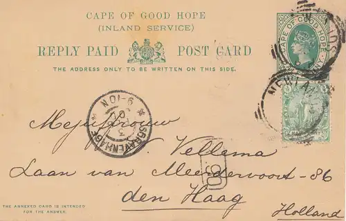 cape of good hope: 1900: post card to den Haag/Holland