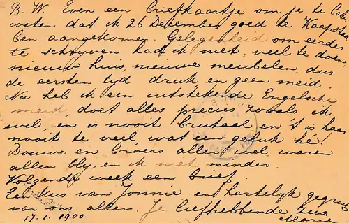 cape of good hope: 1900: post card to den Haag/Holland