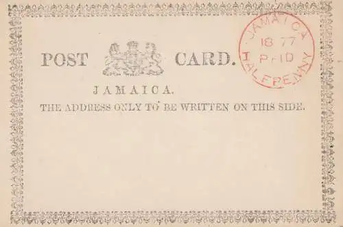 Jamaica Paid - Halfpenny on post card