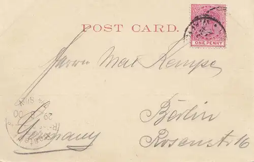 Lagos: Post card 1900 catholic church to Berlin